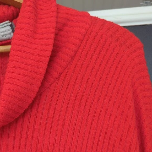 Anthropologie Saturday Sunday red ribbed cowl neck oversized sweater size XS - Picture 5 of 10